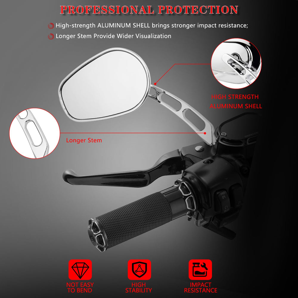 LDJXDADI mirror mounted on motorcycle handlebar demonstrating easy above-or-below-bar installation