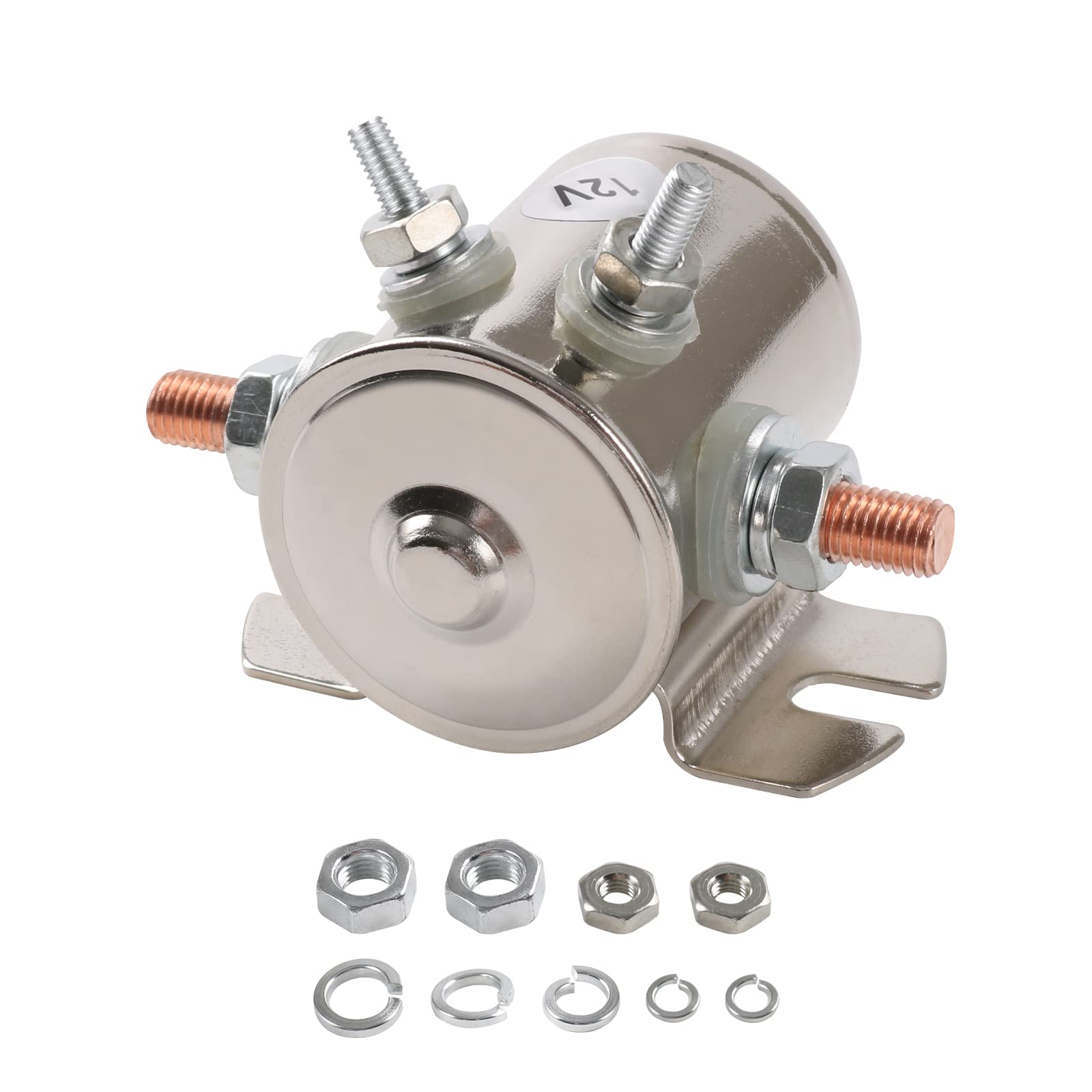 LDMINDA front view nickel-plated solenoid showing durable finish and compact shape for reliable protection