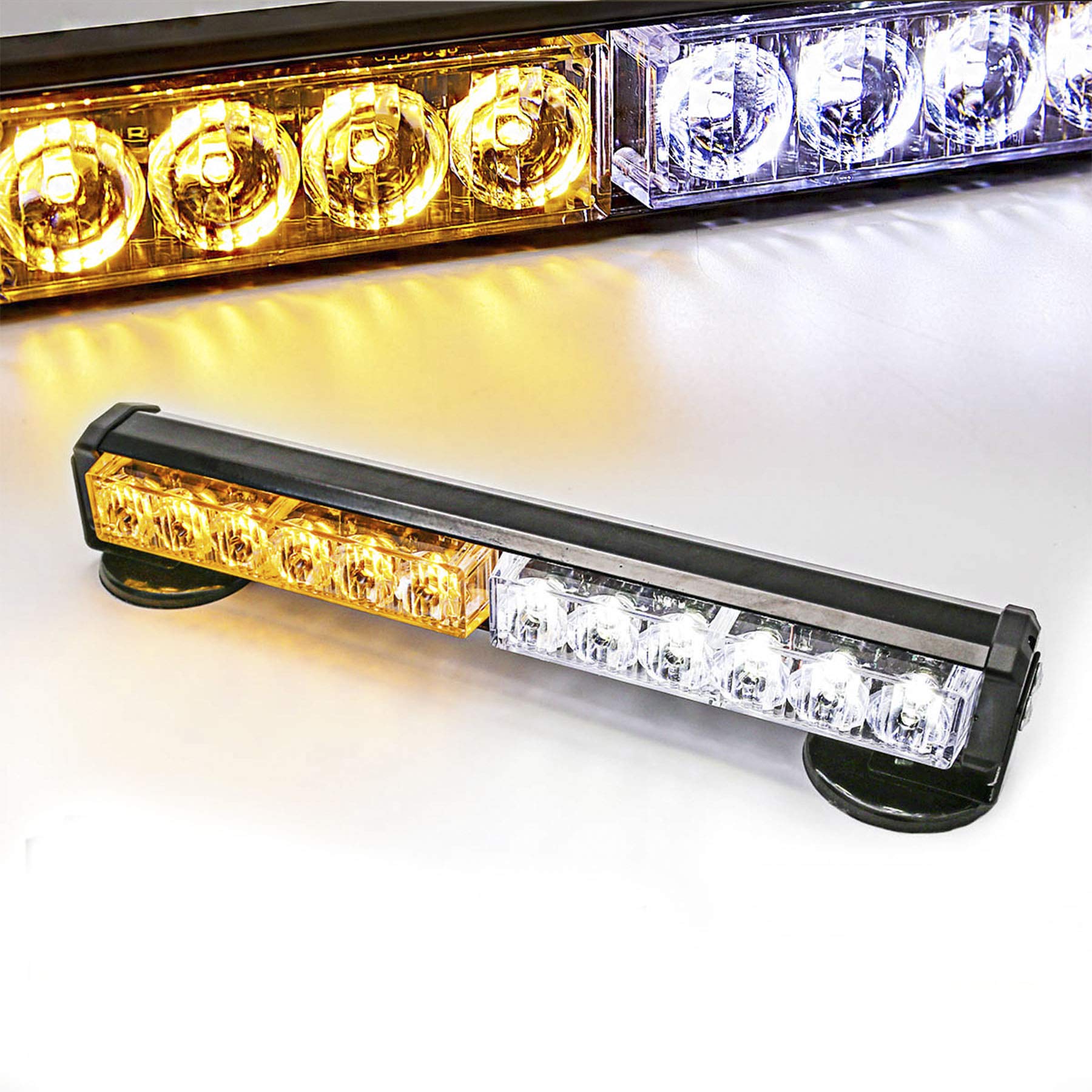 LE-JX front view of amber white strobe, shows bright visibility