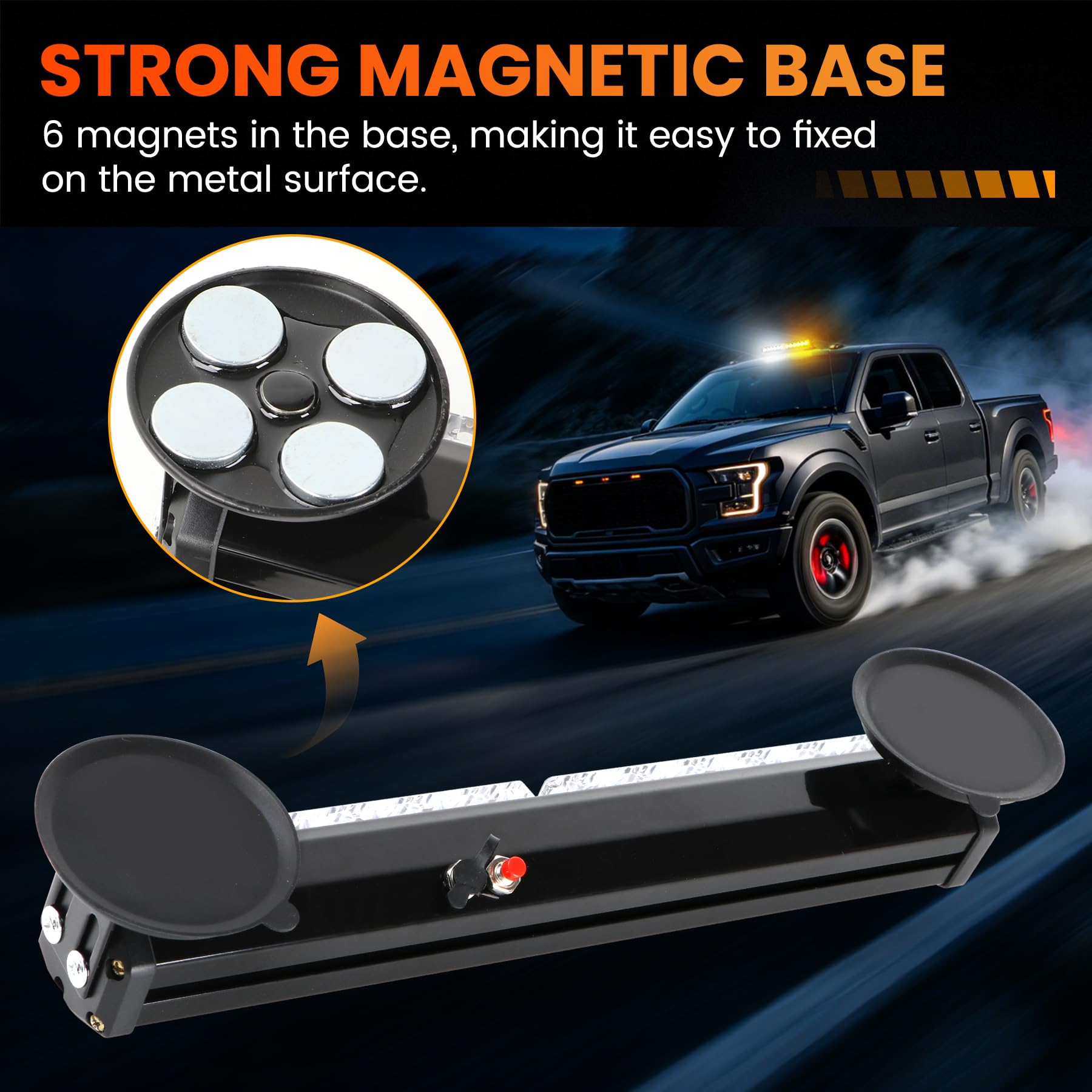 LE-JX mounted on truck roof, shows quick tool-free installation