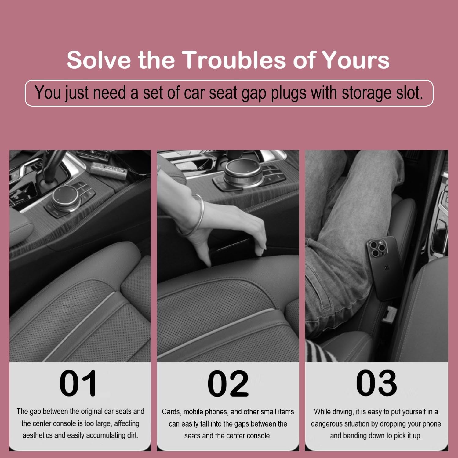 LeaHun lifestyle shot inside car demonstrating clutter-free cabin benefit