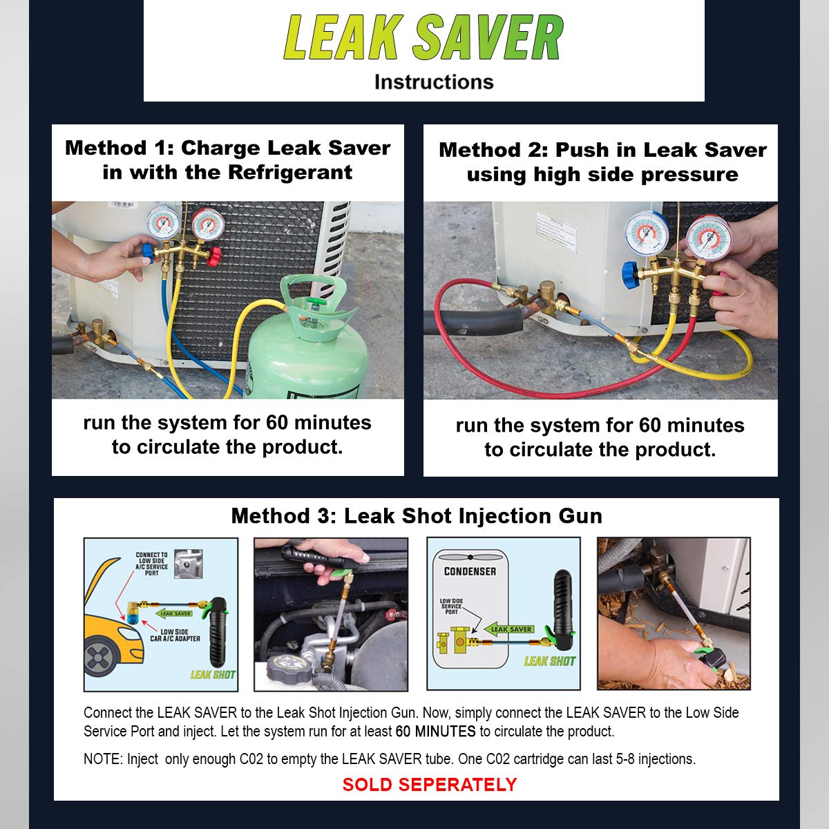 Leak Saver being injected into an automotive AC system for time-saving repairs
