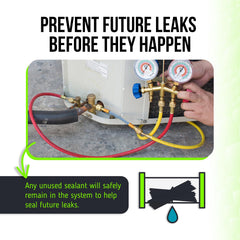 Leak Saver being injected with a Leak Shot kit showing easy installation