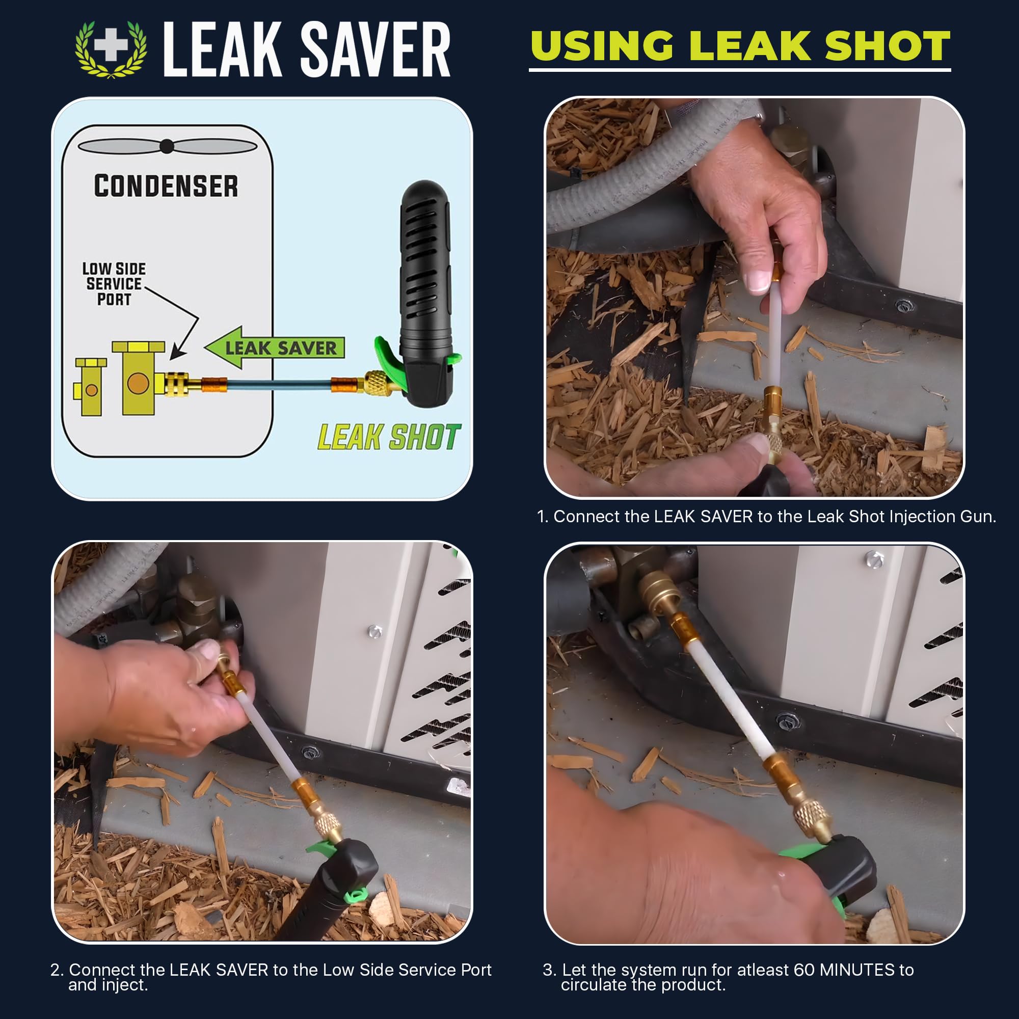 Leak Saver six-pack beside a tape measure showing pack size and value