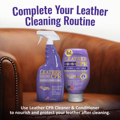 Leather CPR cleaner texture close-up demonstrating gentle foaming action for effective dirt lift