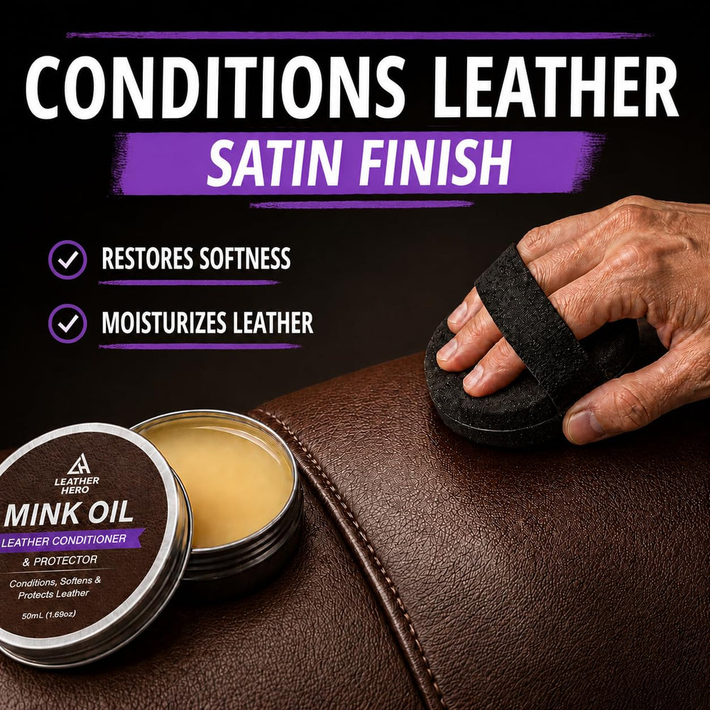 Leather Hero kit applied to car seat restoring color and hiding scuffs
