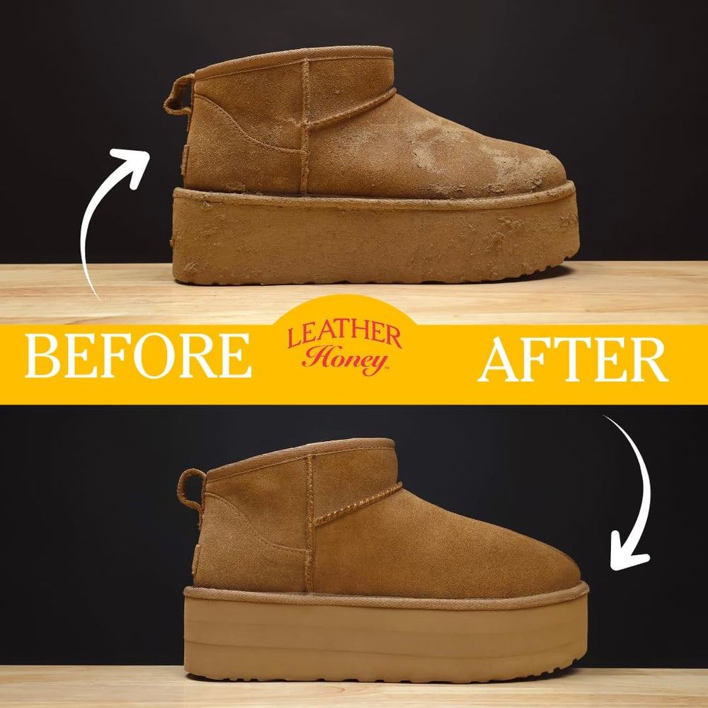 Leather Honey protector spray bottle ready to repel water and stains on suede