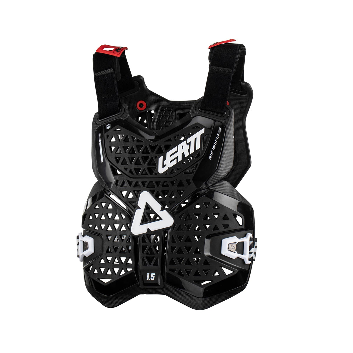 Leatt chest protector 1.5 front view showing slim profile and certified protection