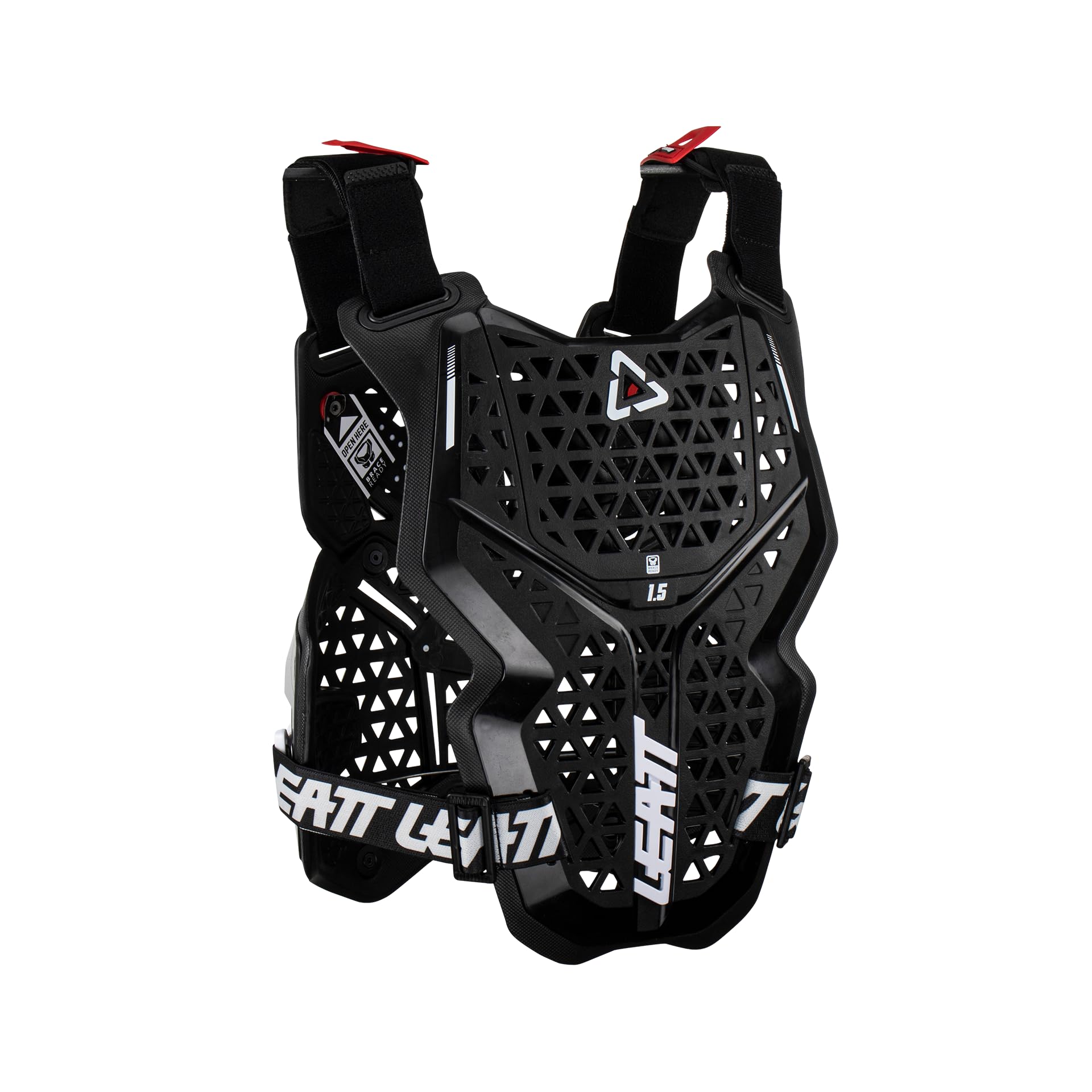 Leatt chest protector 1.5 size comparison showing scale and fit for riders