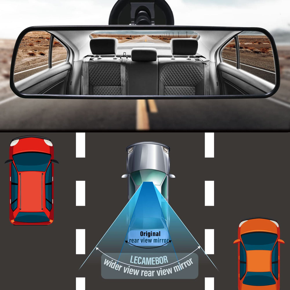 LECAMEBOR mounted in car interior demonstrating improved rear visibility benefit