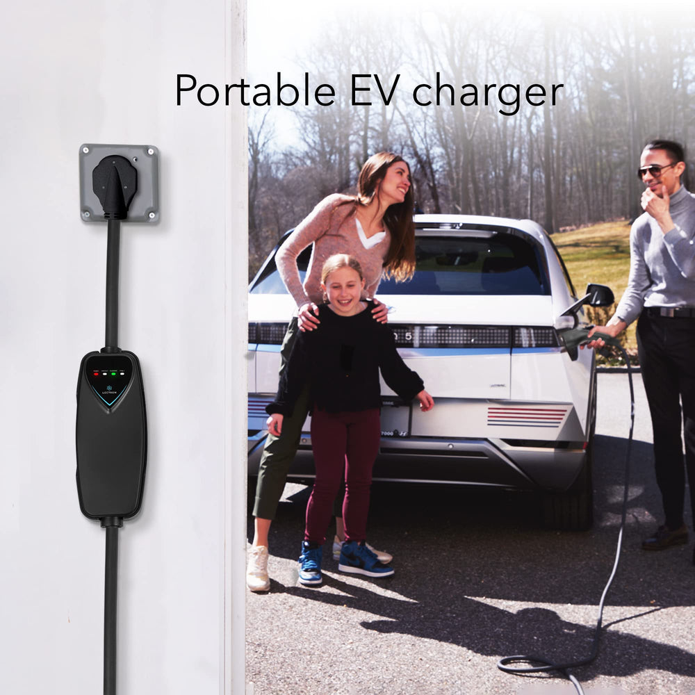 Lectron charging a parked car at inlet demonstrating quick overnight top-up benefit