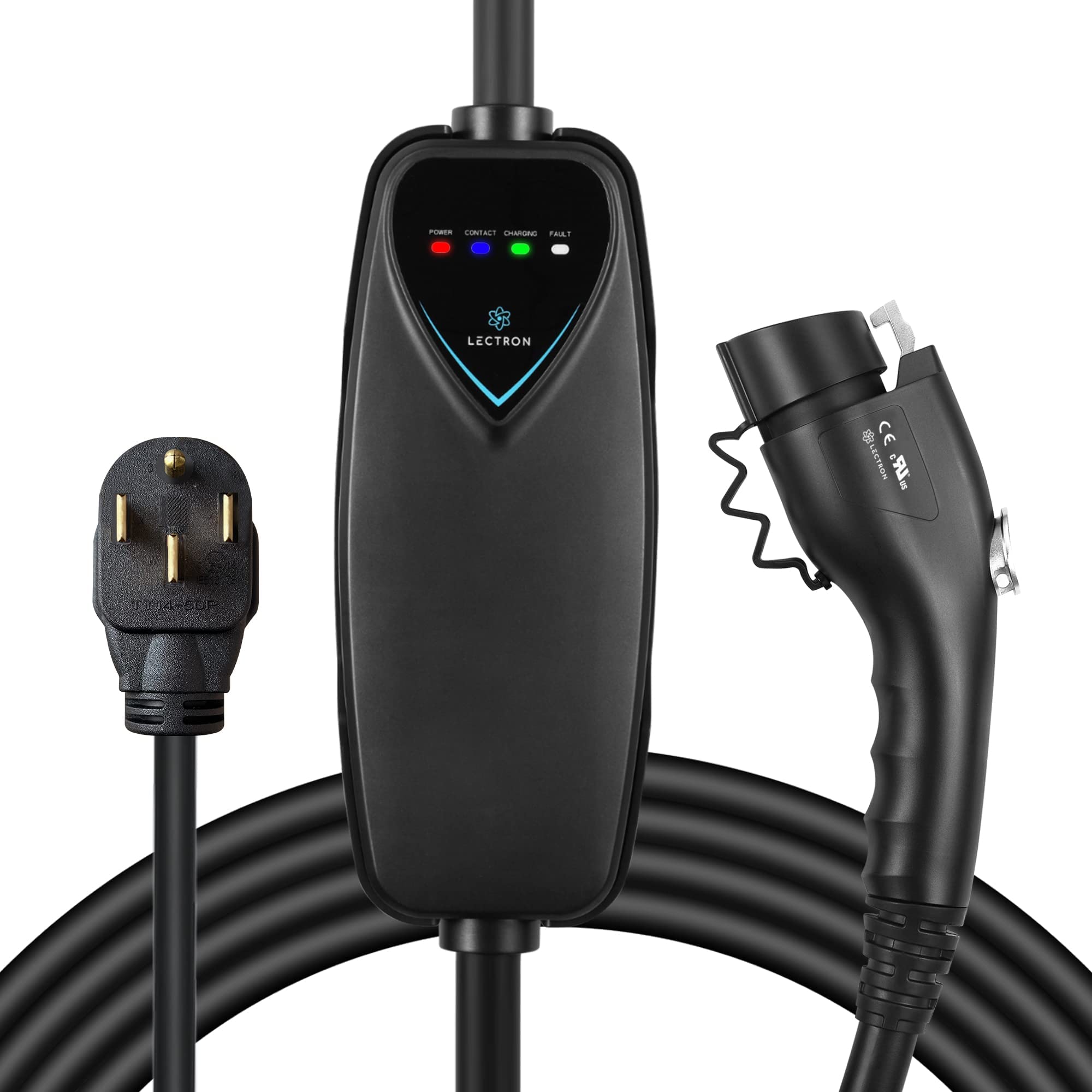 Lectron front view of portable charger showing compact design and fast charging