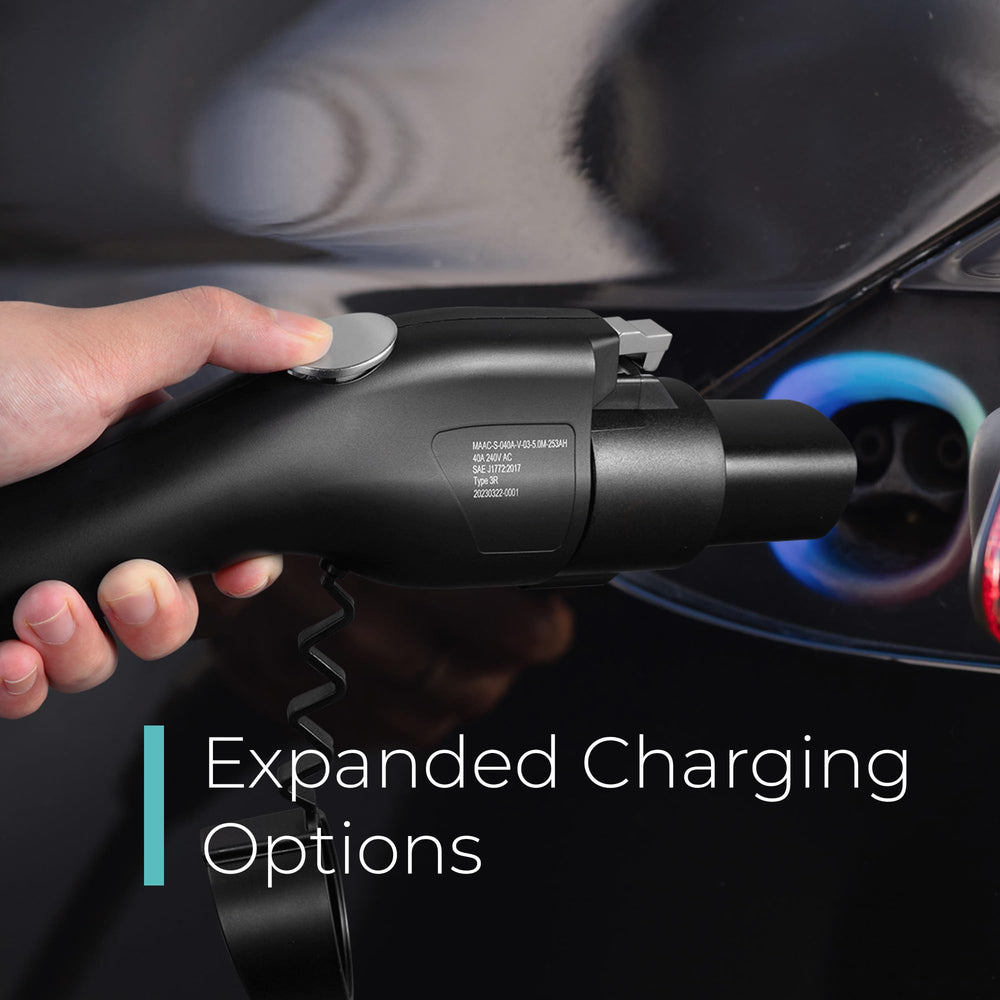 Lectron adapter connected to a Tesla charging port for convenient charging