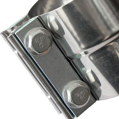 LEDAUT clamp installed on exhaust pipe demonstrating tight seal