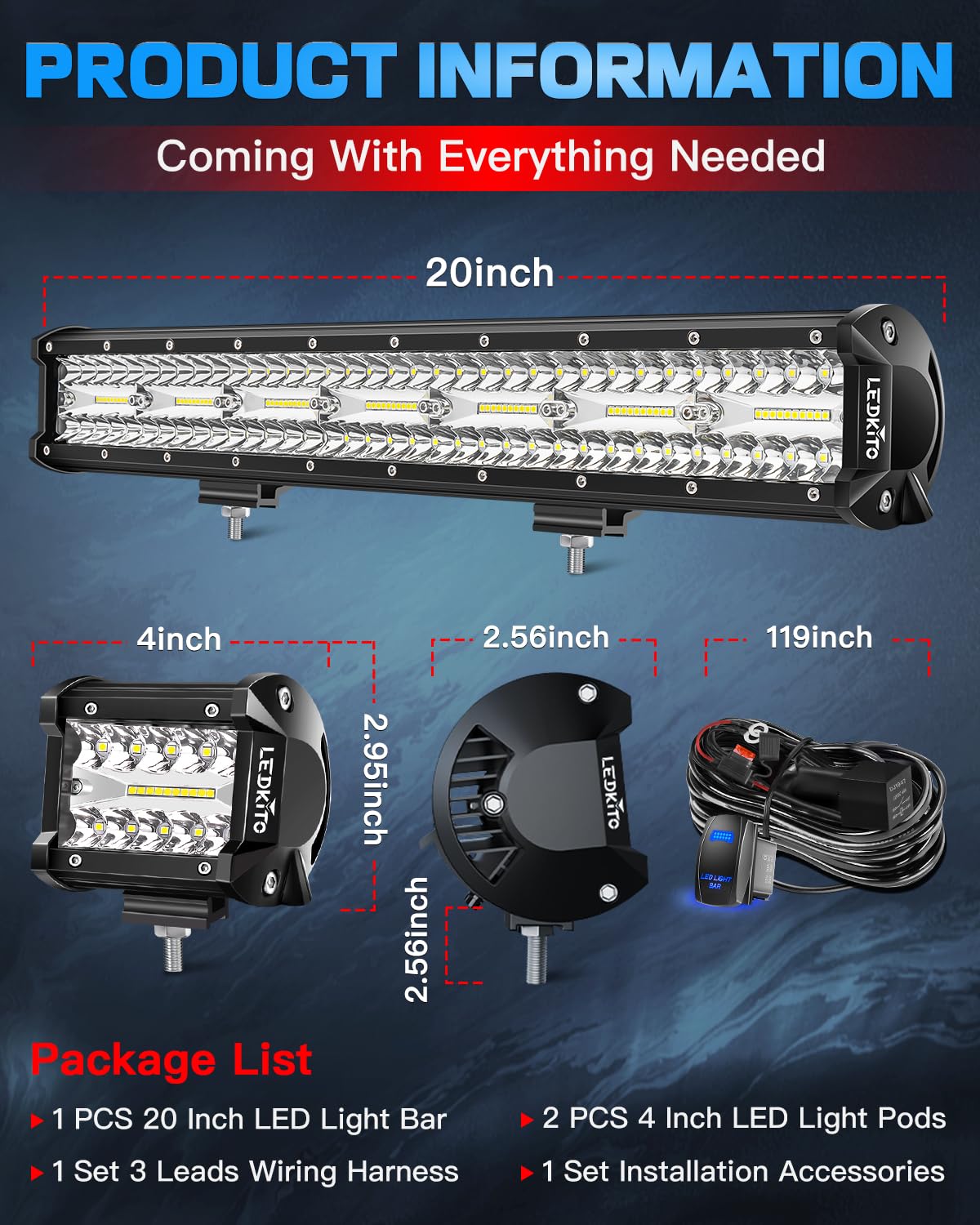 LEDKITO package with hardware showing complete kit ready to install