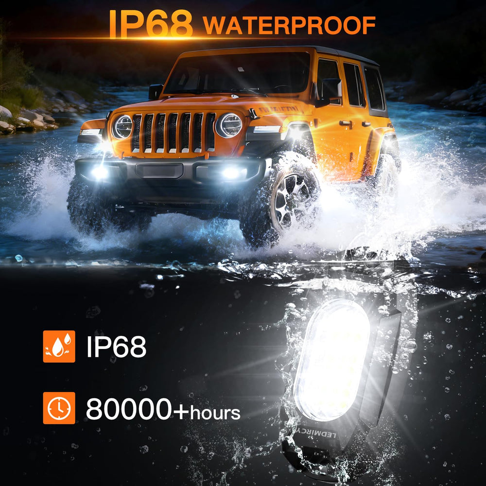 LEDMIRCY rock light immersed in water showing IP68 waterproof protection benefit
