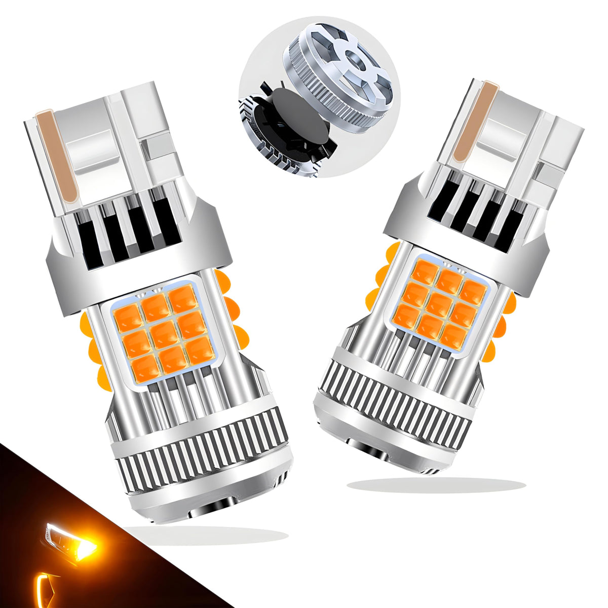 LEDYOTRY 7440 front packaging showing two amber bulbs and benefits