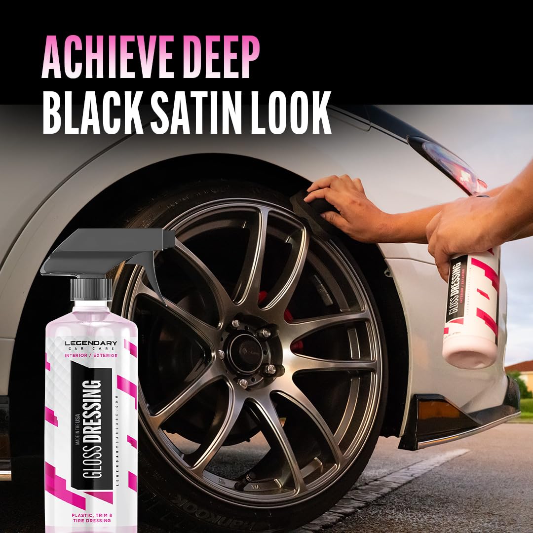 Legendary Car Care tire before and after image highlighting restored deep gloss and improved appearance