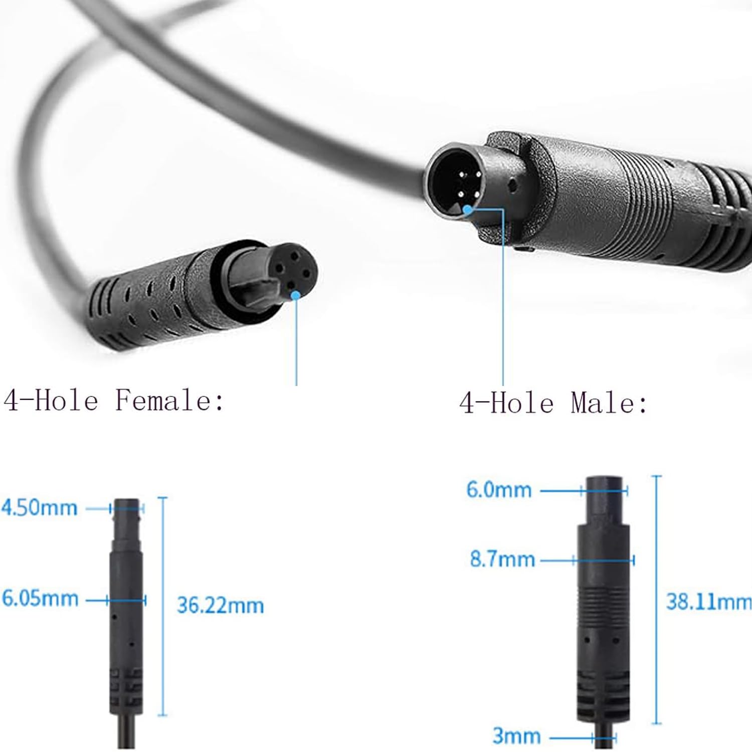 Leiboow close-up of 4-pin snap connector with waterproof seal for protected connections