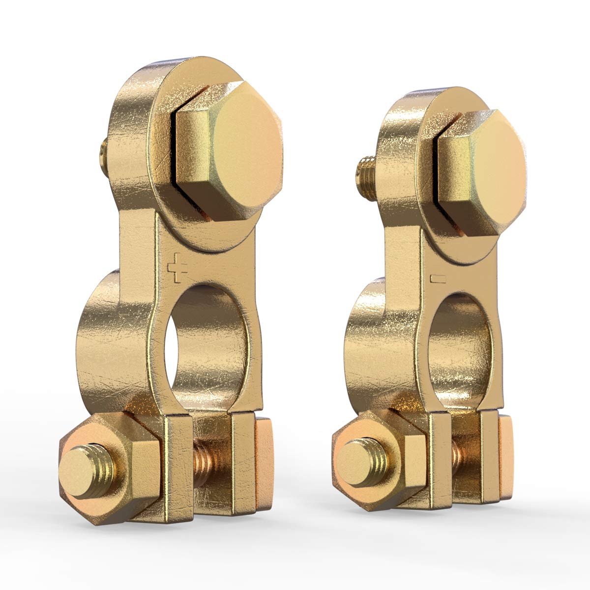 LEICESTERCN front view of brass top-post clamps showing durable build and fit