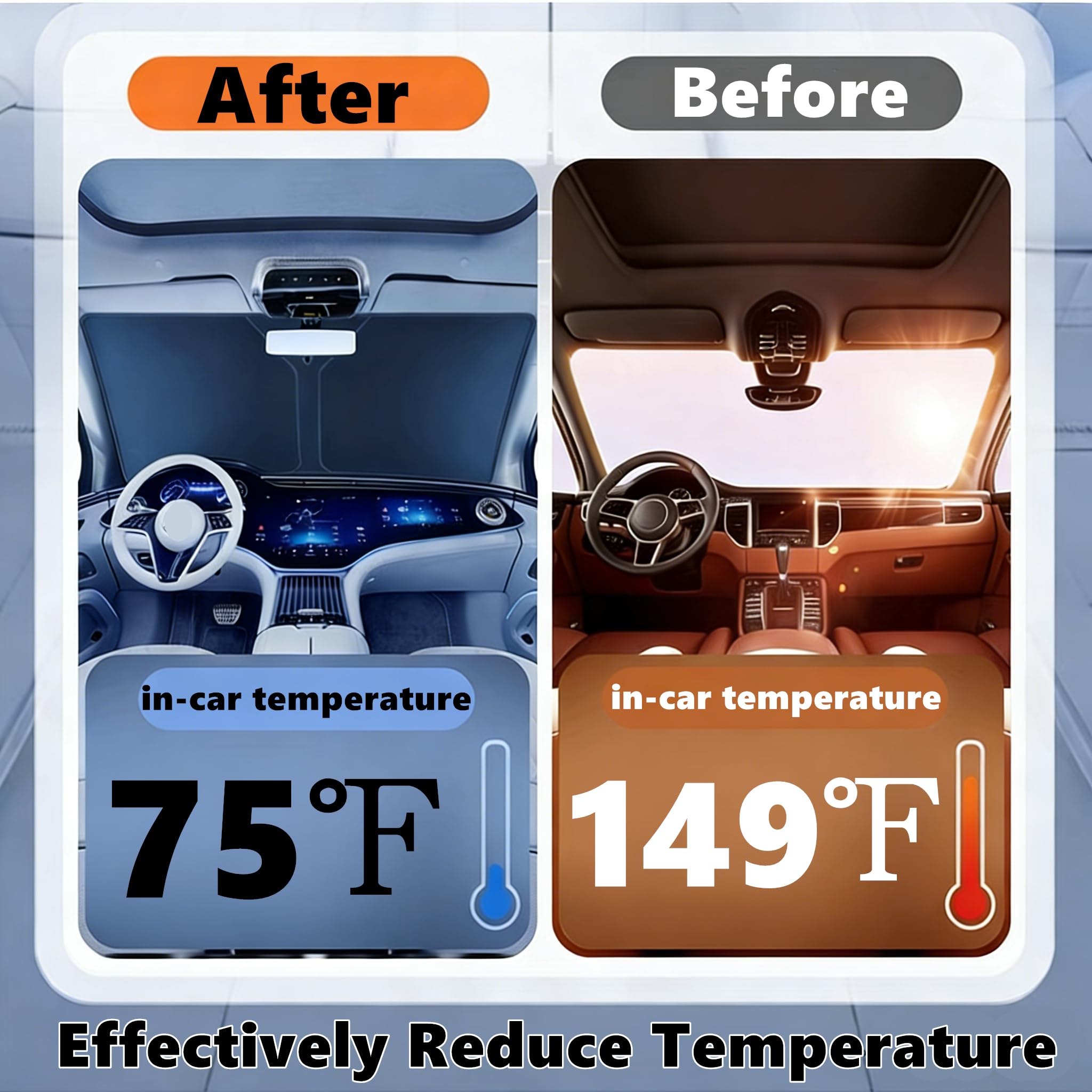 LEIMINMAOYI sun shade installed in Hyundai Santa Fe reducing cabin heat and glare