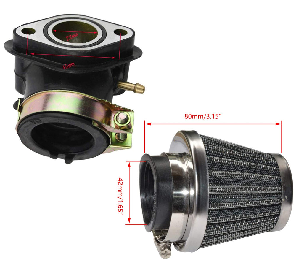 LEIMO KPARTS carburetor with scale and mounting parts showing correct size