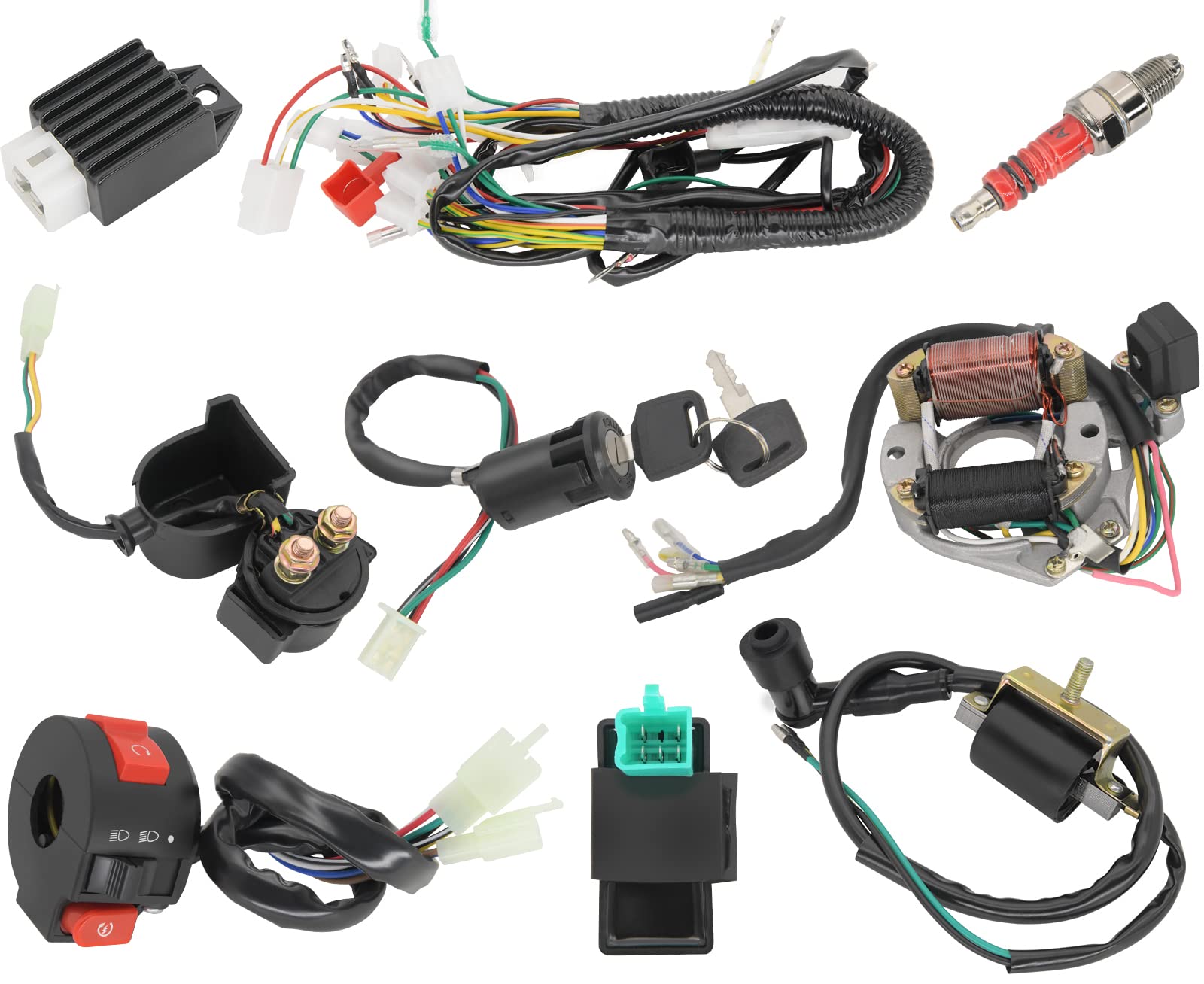 LEIMO KPARTS front view of full wiring kit showing included components and convenience