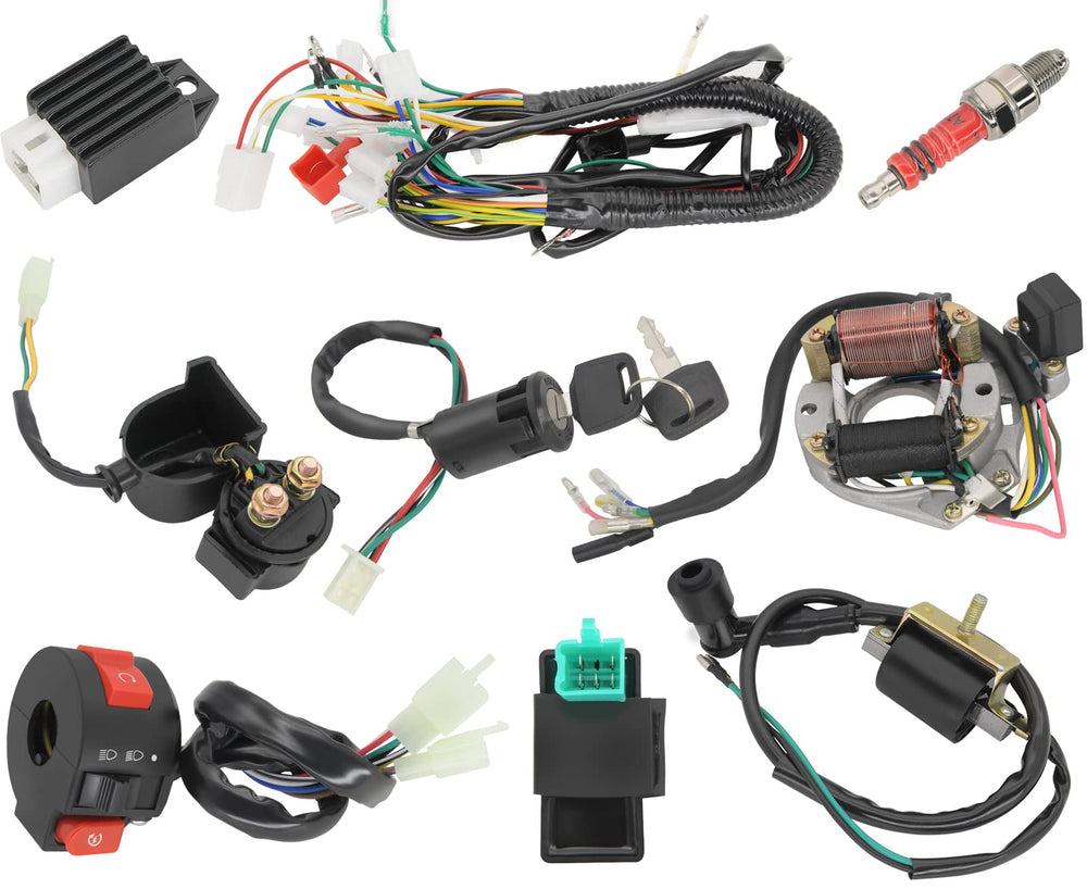 LEIMO KPARTS front view of full wiring kit showing included components and convenience