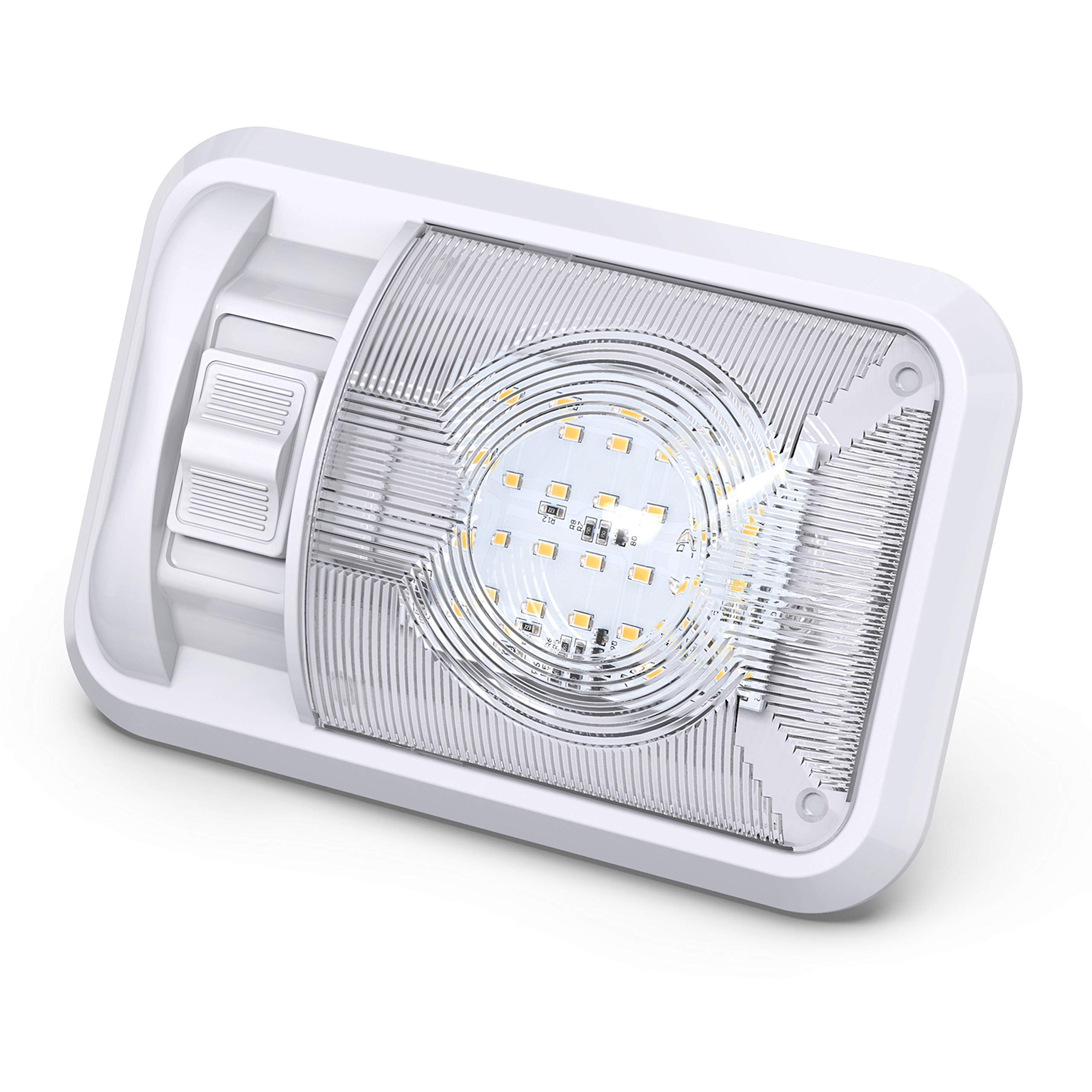 Leisure LED close-up of double dome diffuser showing soft light distribution