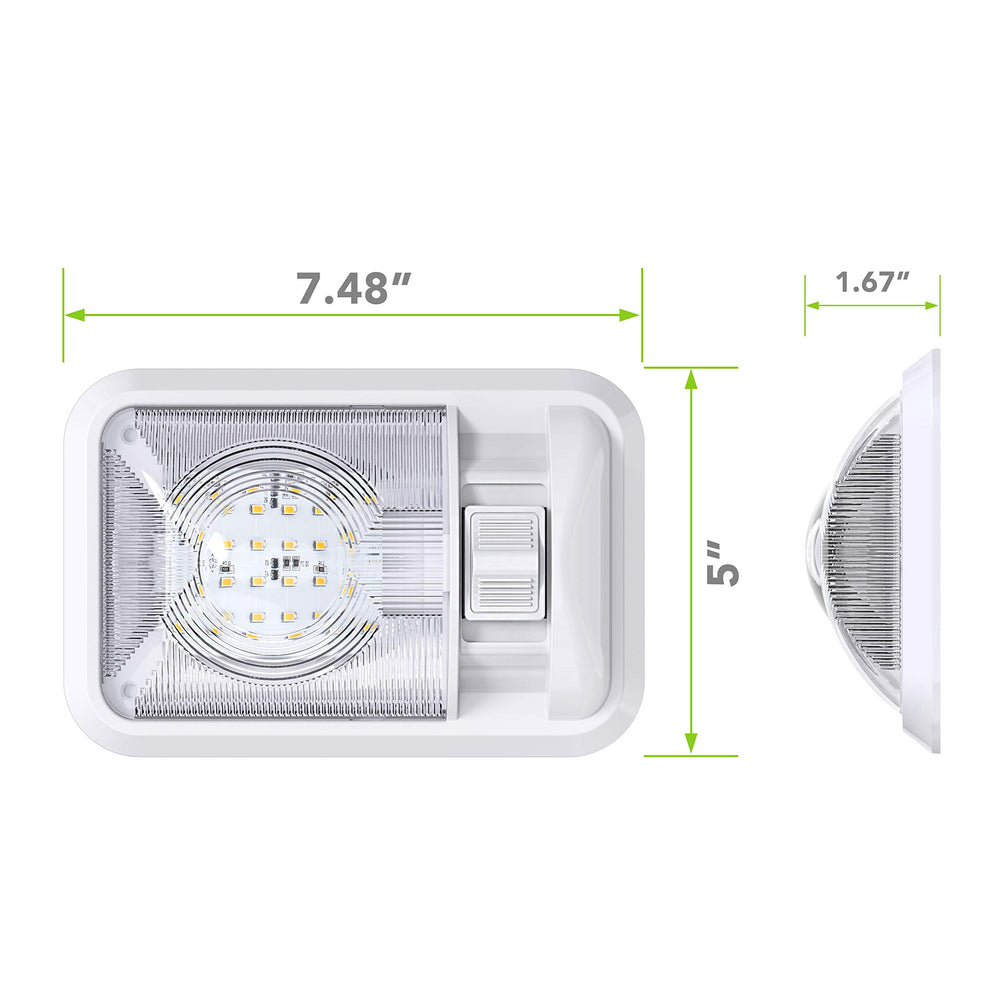 Leisure LED side profile of dome light highlighting low-profile design and fit