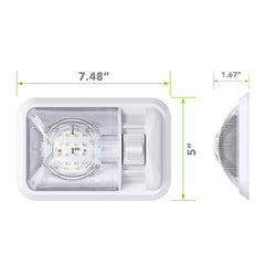Leisure LED side profile of dome light highlighting low-profile design and fit