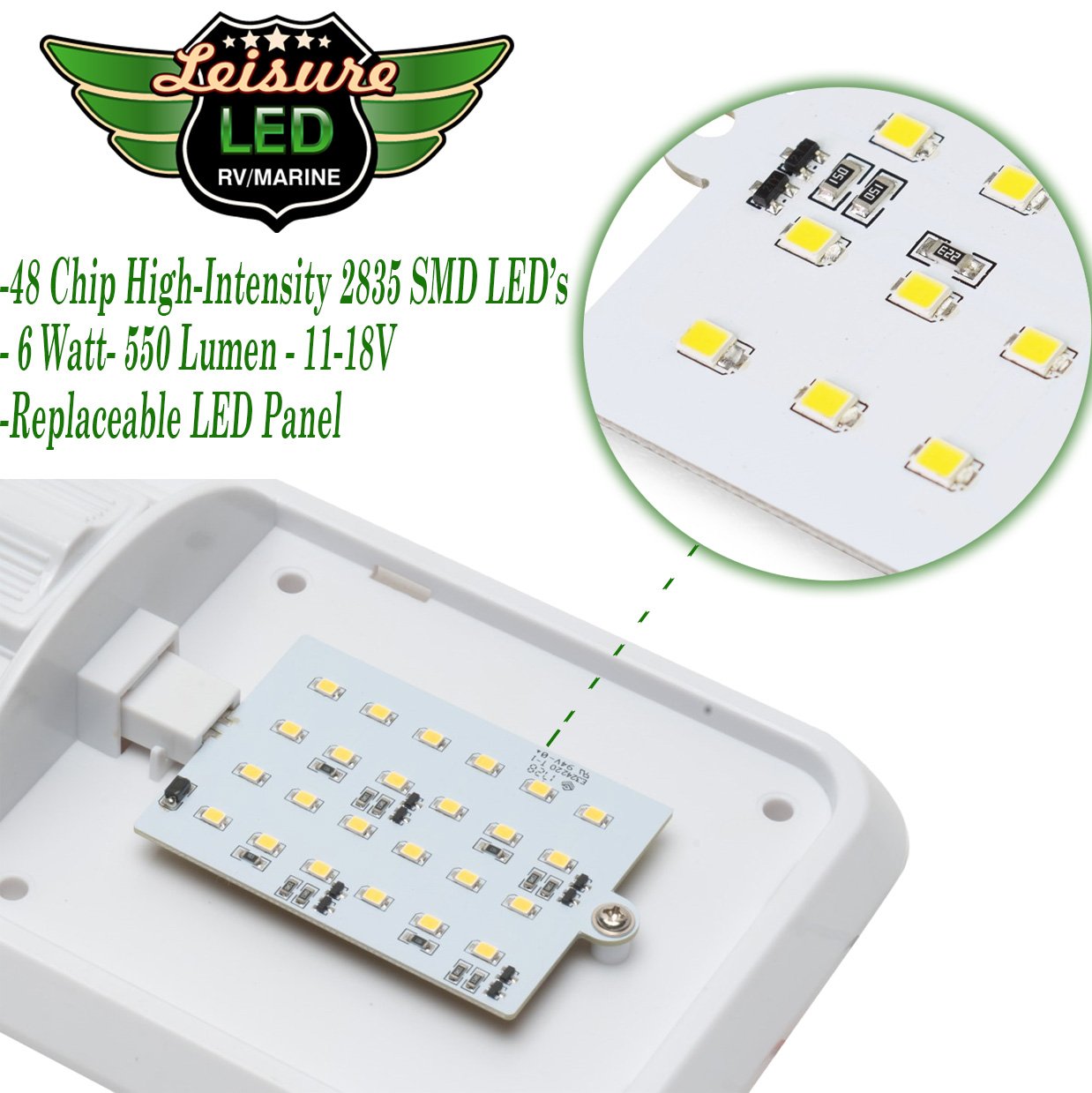 Leisure LED close view of on/off switch for convenient single-hand control