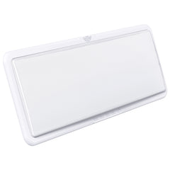 Leisure LED front view of ceiling light showing sleek profile and bright finish