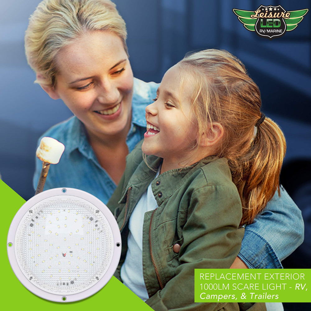 Leisure LED on camper exterior showing improved safety and campsite lighting
