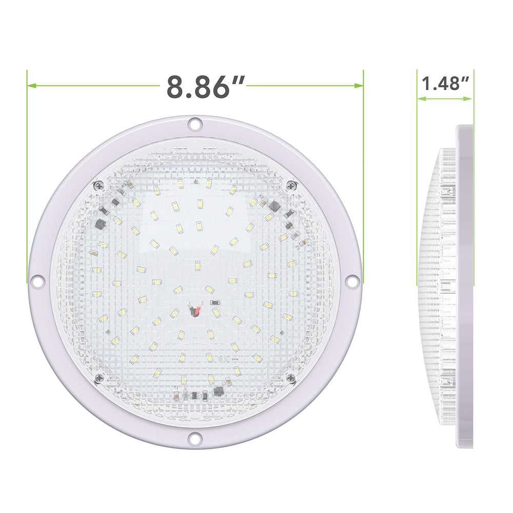 Leisure LED side profile of white housing highlighting durable construction