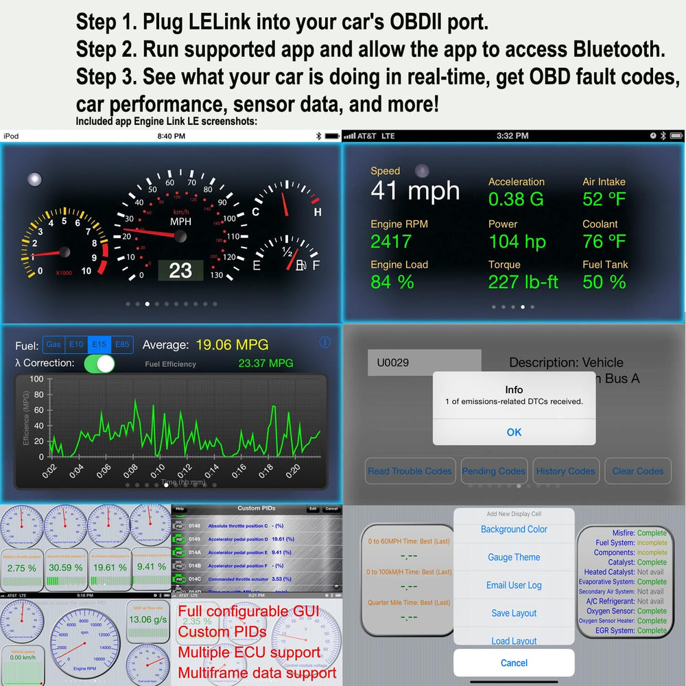 LELink plugged into car OBD port demonstrating simple installation