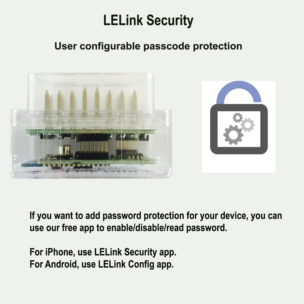 LELink in a garage with technician using phone for diagnostics
