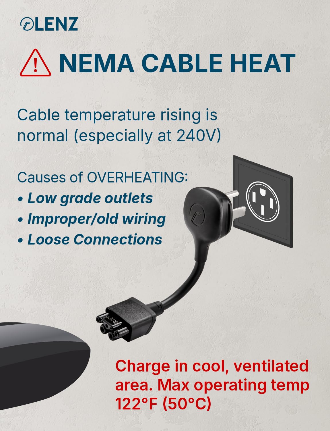 LENZ adapter thermal sensor closeup ensuring temperature control during charge