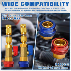 LEONTOOL red and blue couplers attached to service ports for easy identification