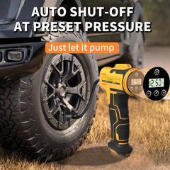 leowin inflator digital display closeup showing preset modes and accurate readings