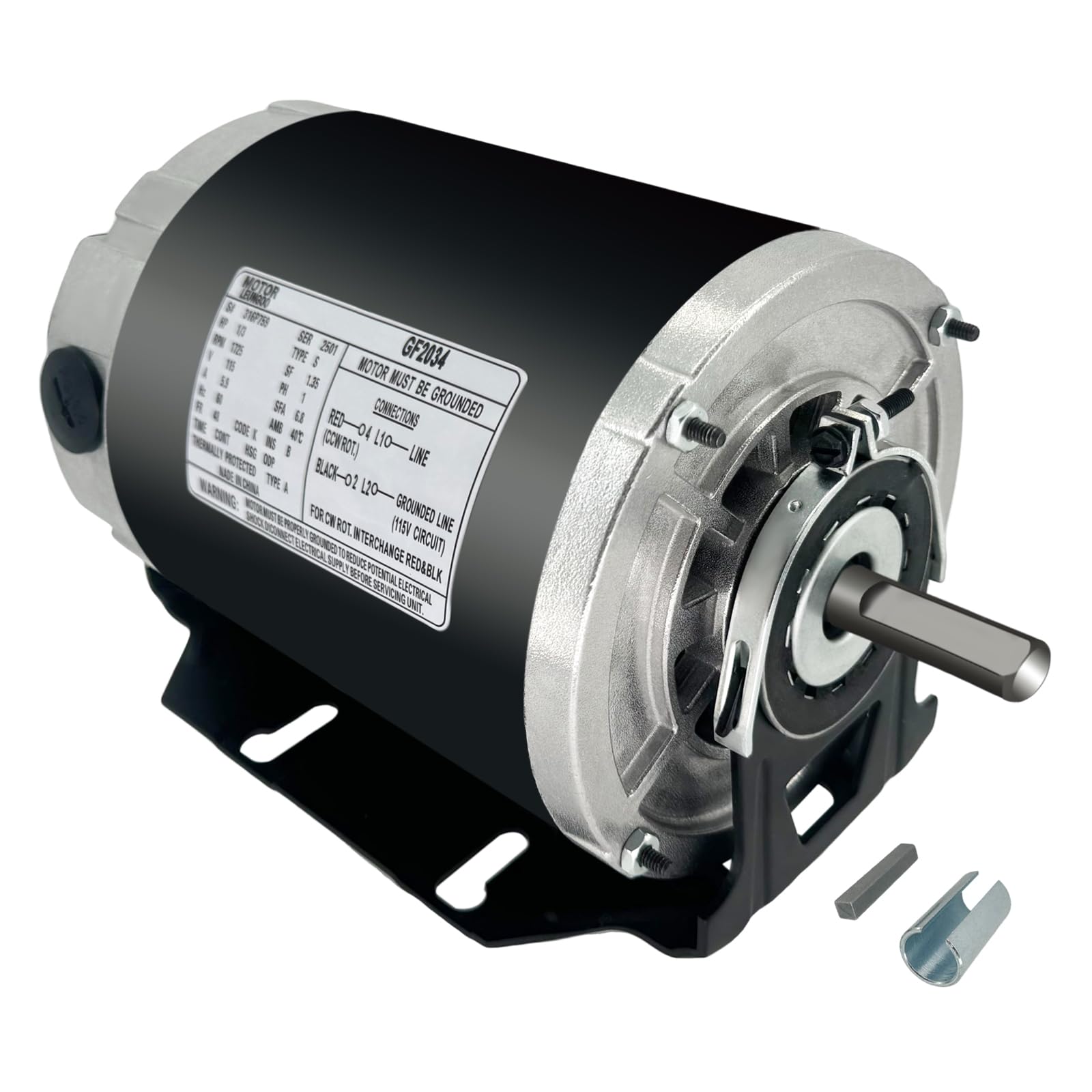 LEUNGOO GF2034 front view showing motor body and mounting for easy identification