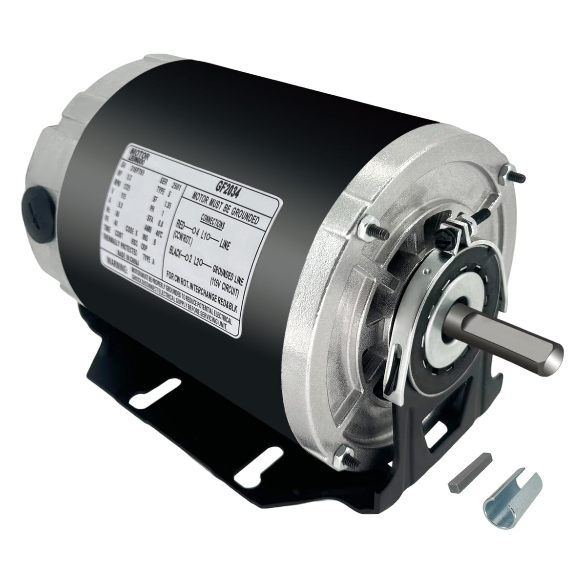 LEUNGOO GF2034 front view showing motor body and mounting for easy identification
