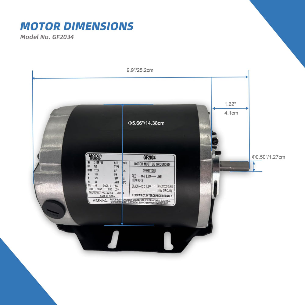 LEUNGOO GF2034 installed in blower housing demonstrating belt-drive compatibility