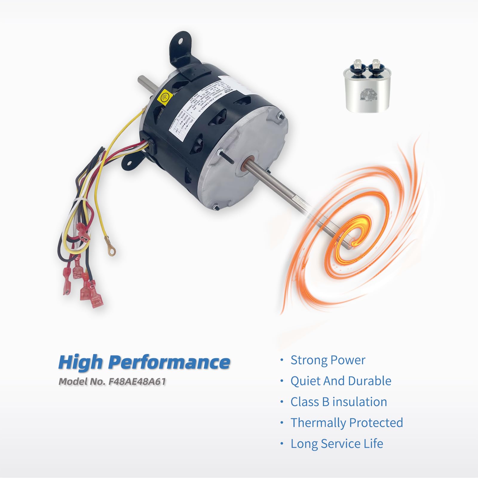 LEUNGOO packaged motor with warranty card showing protected shipping and two-year coverage