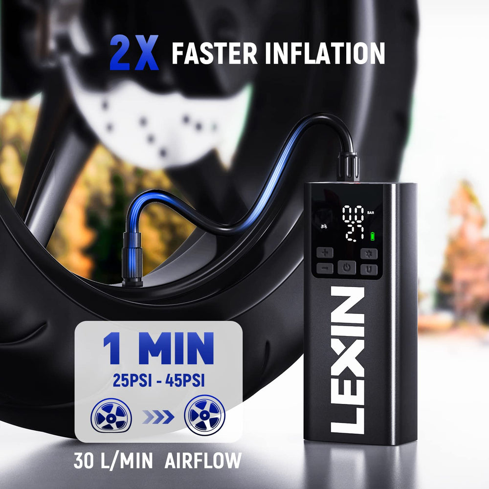 LEXIN P5 digital display closeup showing pressure readout for precise inflation