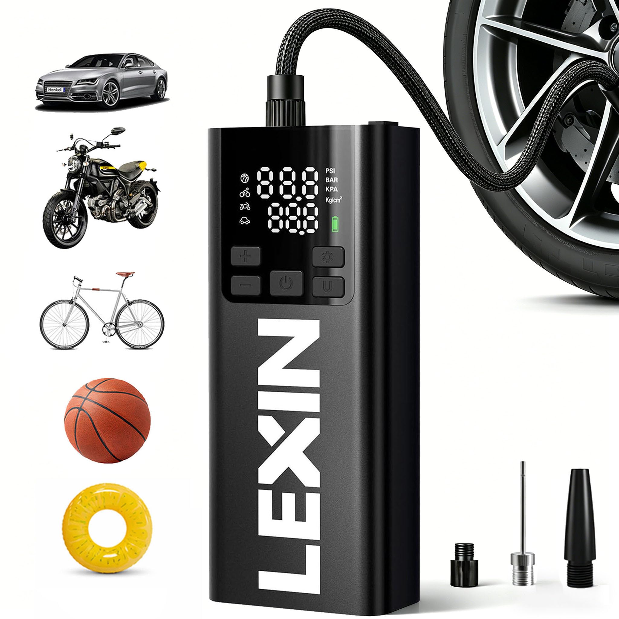 LEXIN P5 front view showing compact form and controls for easy portability