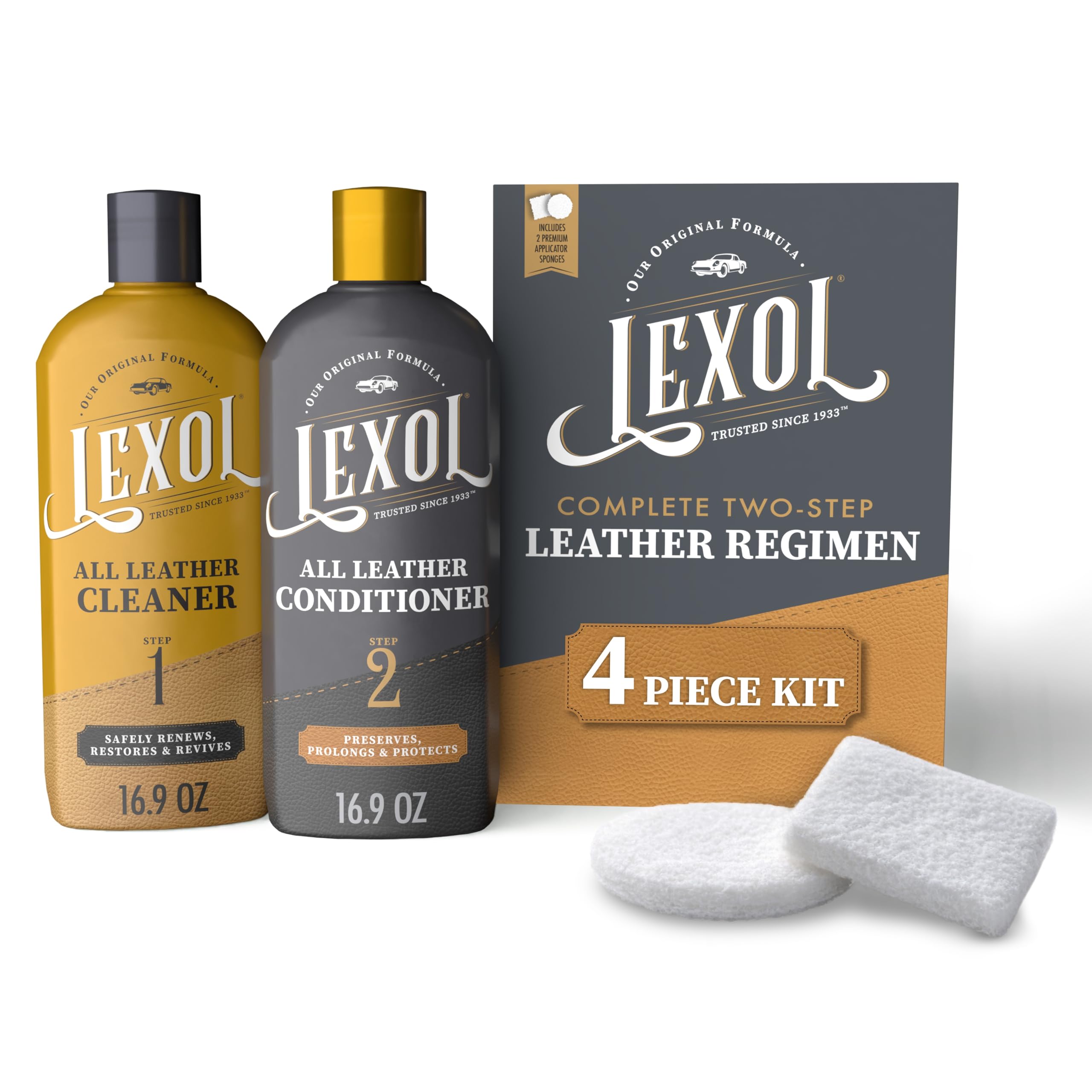 Lexol front packaging showing both 16 oz cleaner and conditioner benefits