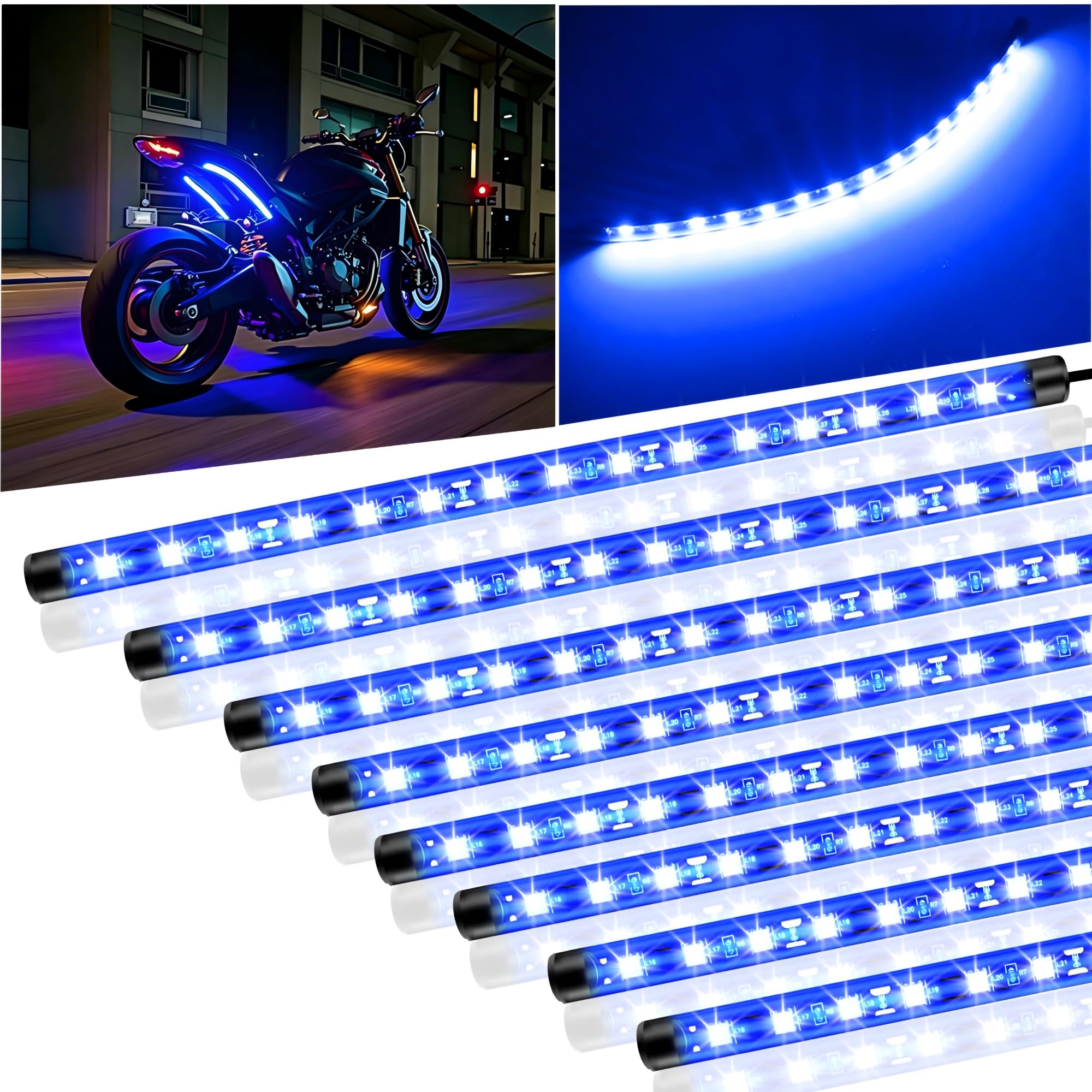 LEYMANRIYA front packaging showing eight blue LED strips and benefits
