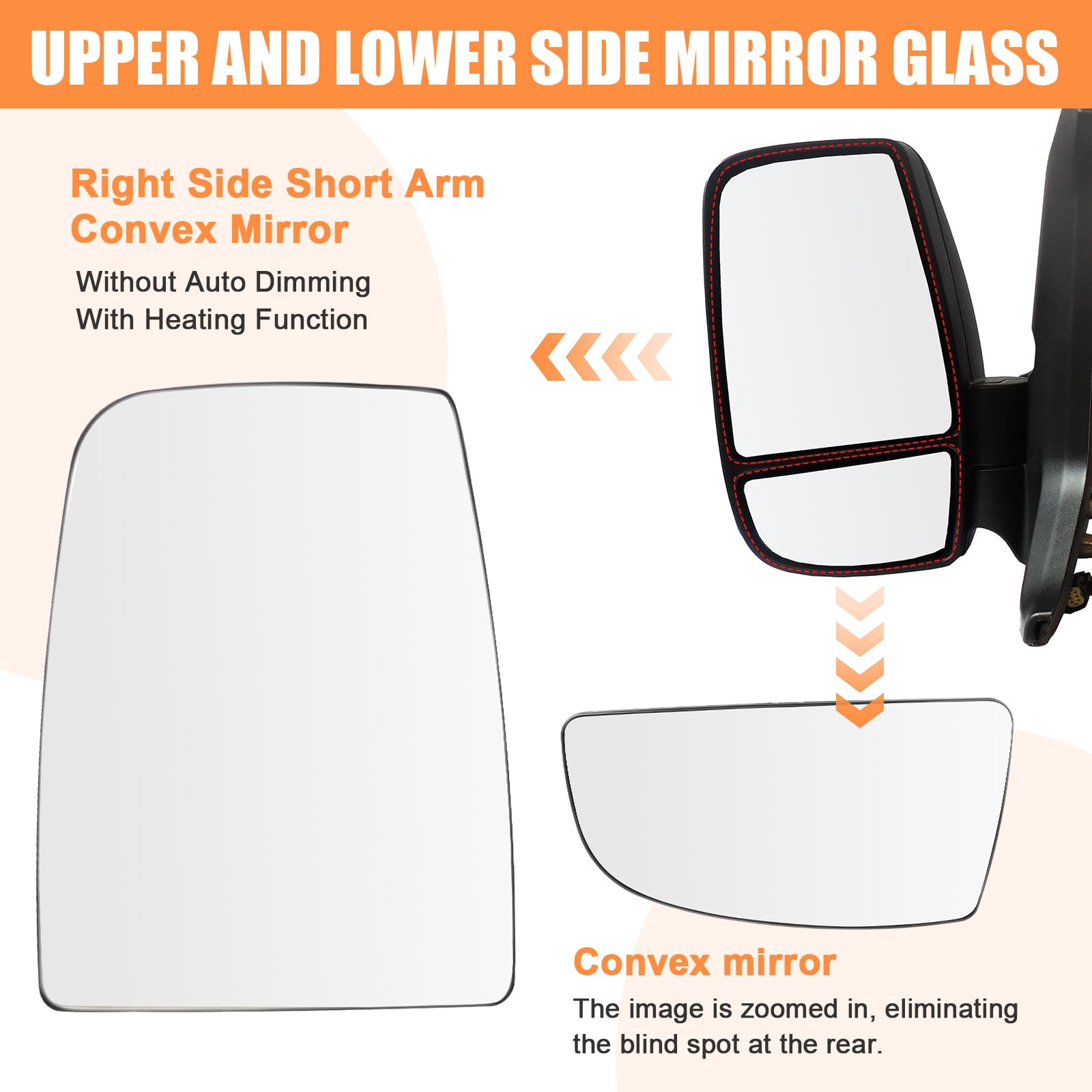 LHCDQSKCW mirrors installed on Ford Transit demonstrating restored sightlines