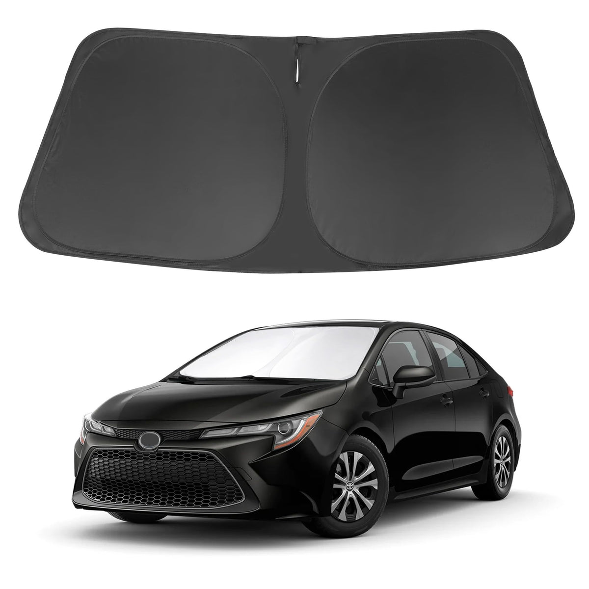 LHFLIVE front view sun shade fitted on Corolla protecting interior from heat